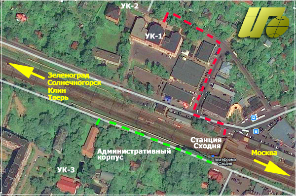 Схема расположения корпусов РМАТ на Сходне